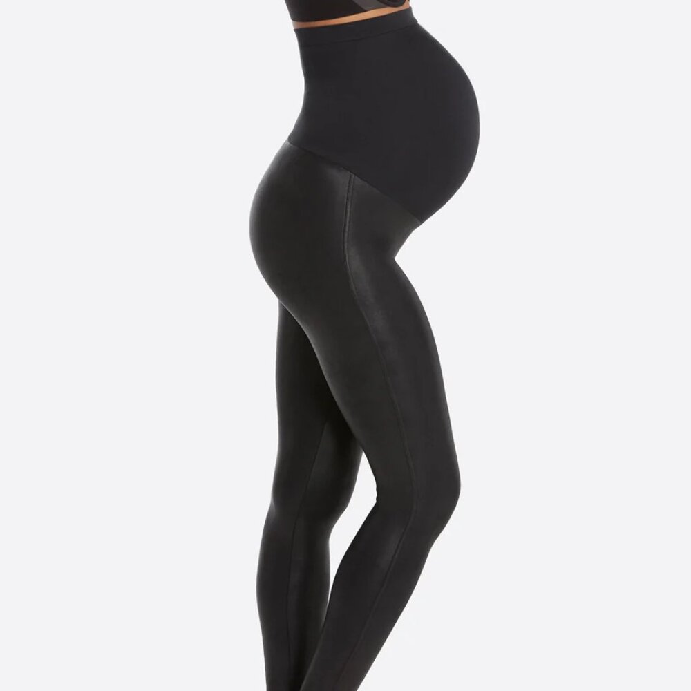 Spanx Mama Faux Maternity Leather Leggings Small